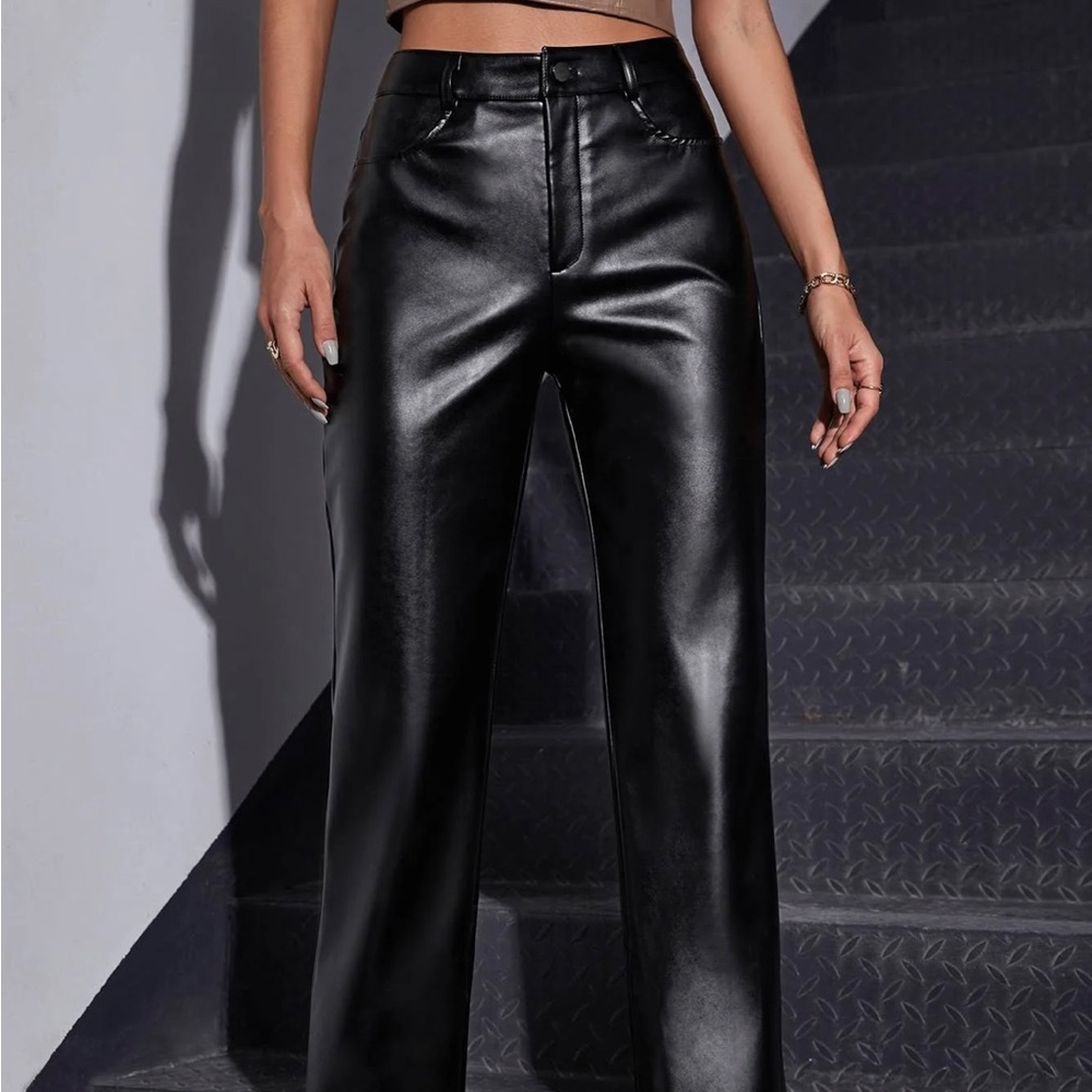 SHEIN High Waist Leather Pants
